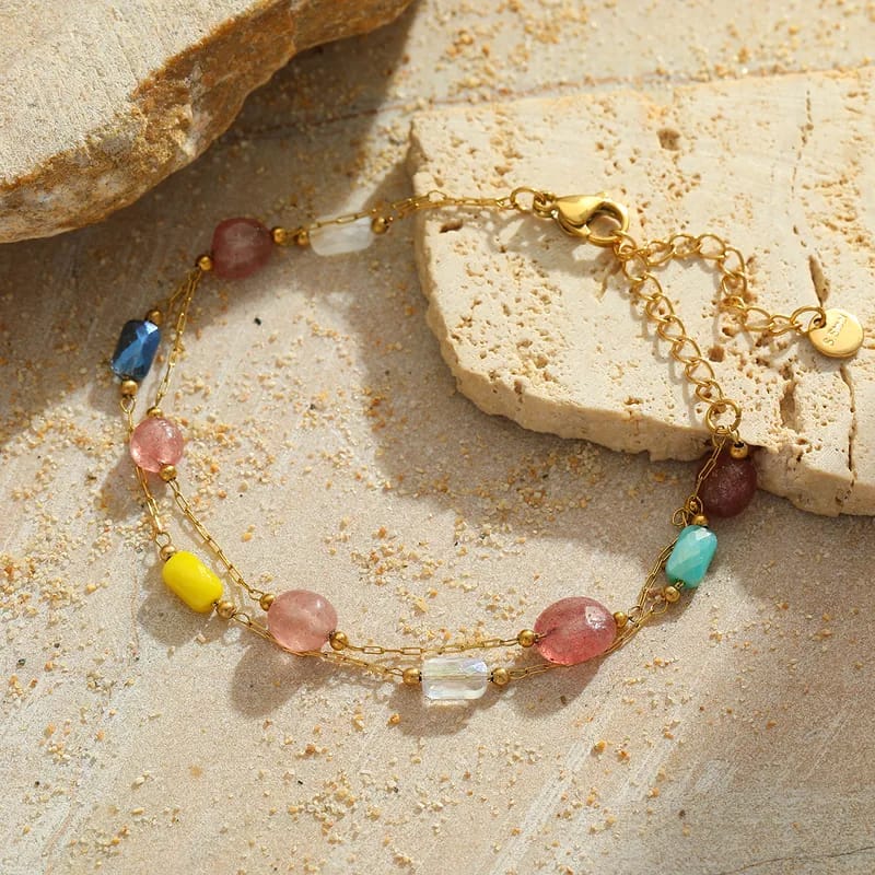 Colourful Gemstone Beaded Bracelet