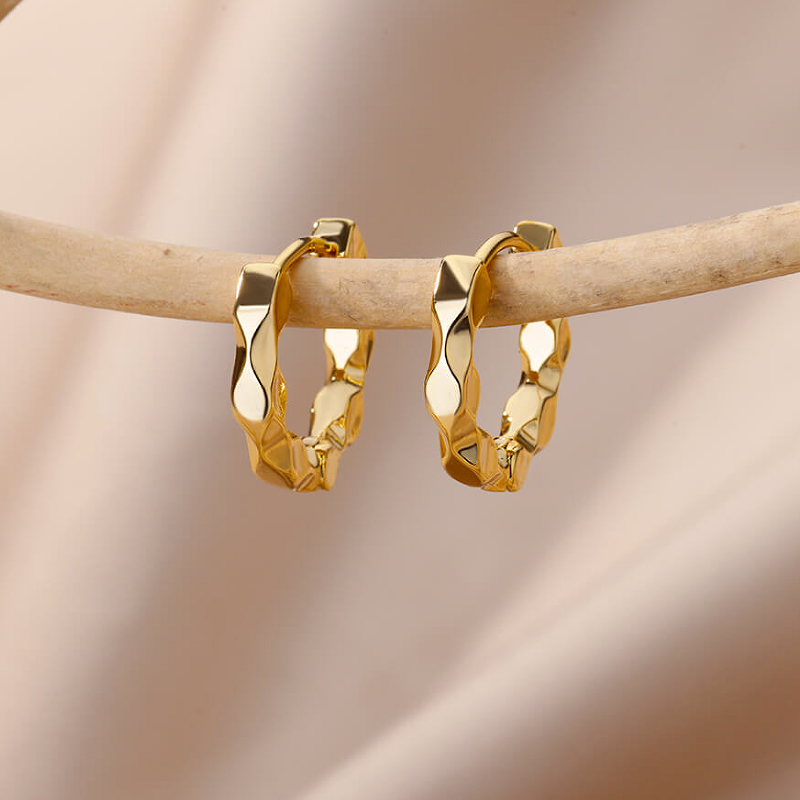 Wavy Gold Hoop Earrings